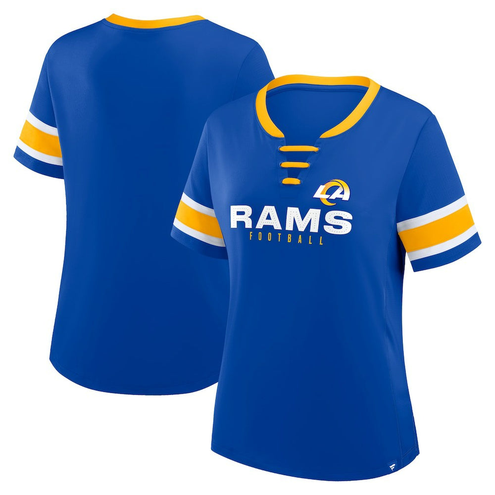 Los Angeles Rams Women's Redzone Draw Play Athena Lace-Up T-Shirt Royal - Fanatics