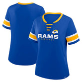 Los Angeles Rams Women's Redzone Draw Play Athena Lace-Up T-Shirt Royal - Fanatics