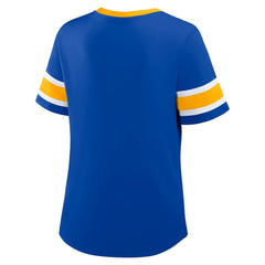 Los Angeles Rams Women's Redzone Draw Play Athena Lace-Up T-Shirt Royal - Fanatics