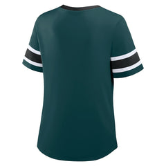 Philadelphia Eagles Women's Redzone Draw Play Athena Lace-Up T-Shirt Midnight Green - Fanatics