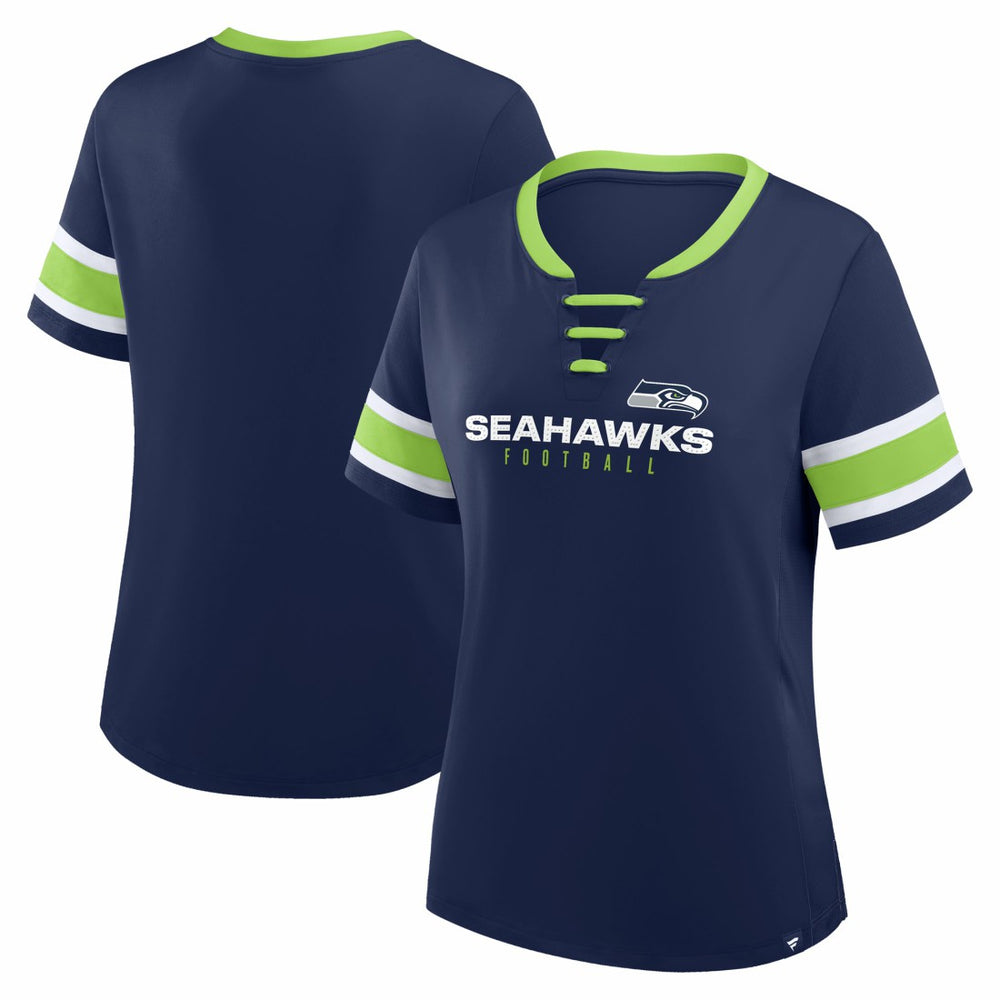 Seattle Seahawks Women's Redzone Draw Play Athena Lace-Up T-Shirt College Navy - Fanatics