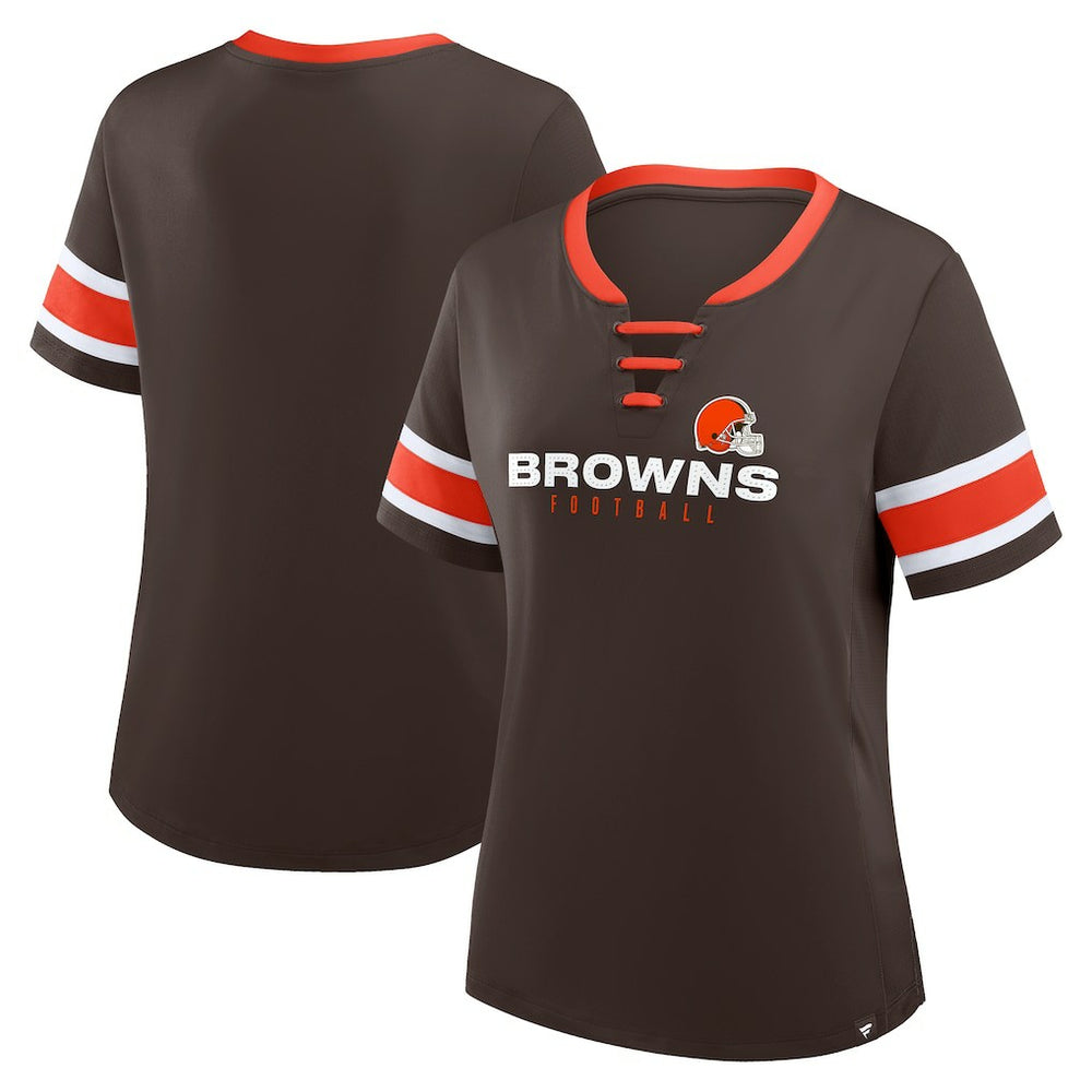 Cleveland Browns Women's Redzone Draw Play Athena Lace-Up T-Shirt Brown - Fanatics