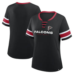 Atlanta Falcons Women's Redzone Draw Play Athena Lace-Up T-Shirt Black - Fanatics