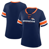 Denver Broncos Women's Redzone Draw Play Athena Lace-Up T-Shirt Navy - Fanatics
