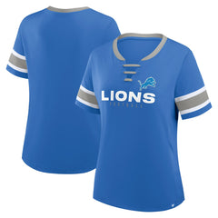 Detroit Lions Women's Redzone Draw Play Athena Lace-Up T-Shirt Blue - Fanatics