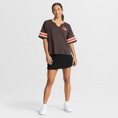 Cleveland Browns Women's Redzone Curl Route T-Shirt Brown - Fanatics