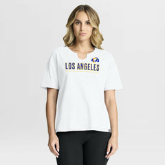Los Angeles Rams Women's Redzone Slub Boxy T-Shirt White - Fanatics
