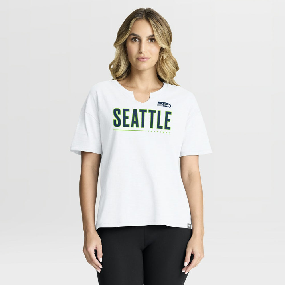 Seattle Seahawks Women's Redzone Slub Boxy T-Shirt White - Fanatics