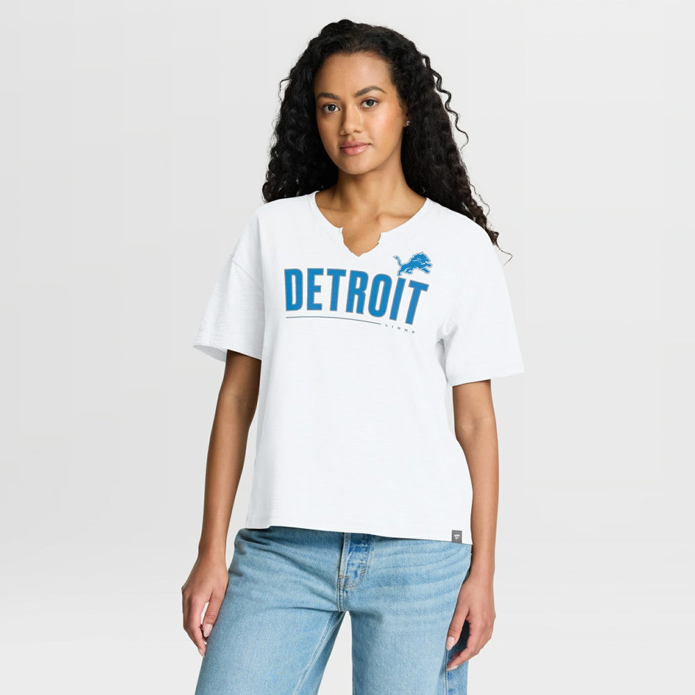 Detroit Lions Women's Redzone Slub Boxy T-Shirt White - Fanatics