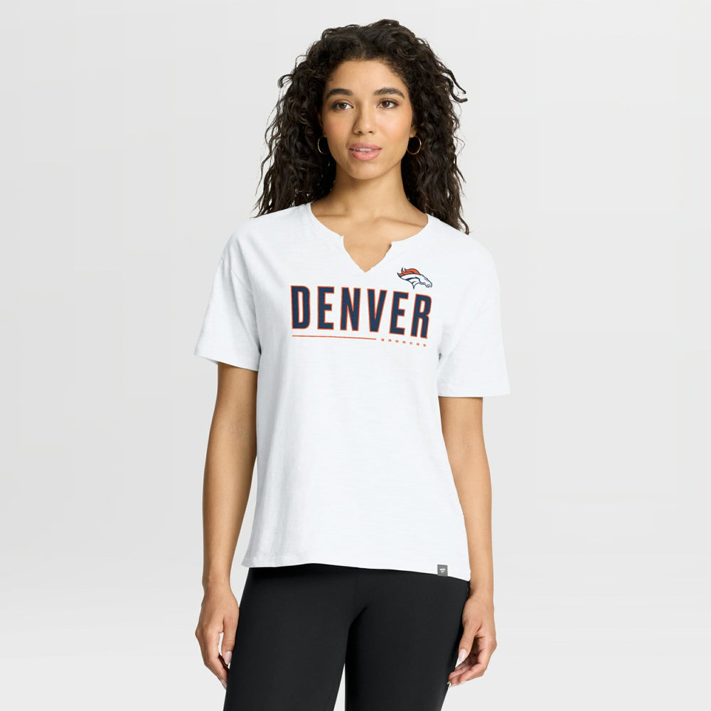 Denver Broncos Women's Redzone Slub Boxy T-Shirt White - Fanatics
