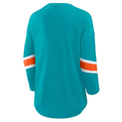 Miami Dolphins Women's Redzone 3/4-Sleeve T-Shirt Aqua - Fanatics