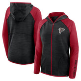 Atlanta Falcons Women's Redzone End Around Pass Raglan Full-Zip Hoodie Black/Red - Fanatics