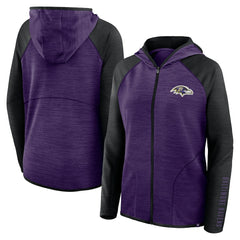 Baltimore Ravens Women's Redzone End Around Pass Raglan Full-Zip Hoodie Purple/Black - Fanatics