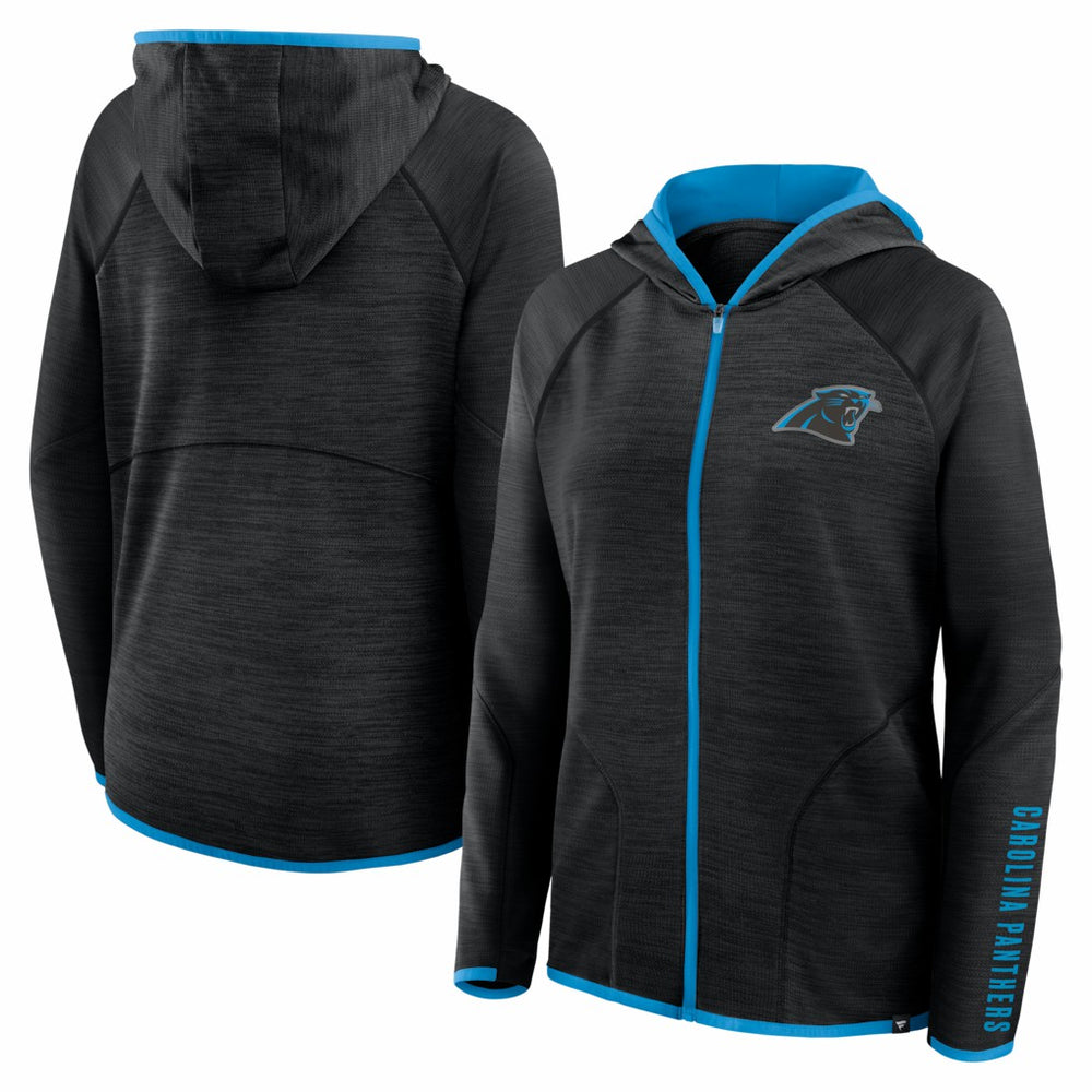 Carolina Panthers Women's Redzone End Around Pass Raglan Full-Zip Hoodie Black - Fanatics