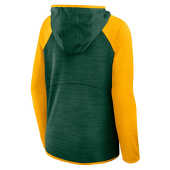 Green Bay Packers Women's Redzone End Around Pass Raglan Full-Zip Hoodie Green/Gold - Fanatics