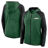 New York Jets Women's Redzone End Around Pass Raglan Full-Zip Hoodie Green/Black - Fanatics