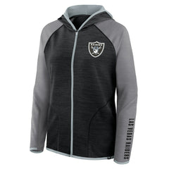 Las Vegas Raiders Women's Redzone End Around Pass Raglan Full-Zip Hoodie Black/Gray - Fanatics