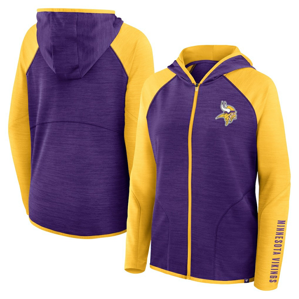 Minnesota Vikings Women's Redzone End Around Pass Raglan Full-Zip Hoodie Purple/Gold - Fanatics