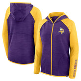 Minnesota Vikings Women's Redzone End Around Pass Raglan Full-Zip Hoodie Purple/Gold - Fanatics