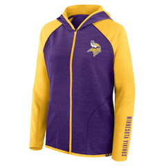Minnesota Vikings Women's Redzone End Around Pass Raglan Full-Zip Hoodie Purple/Gold - Fanatics
