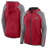 Tampa Bay Buccaneers Women's Redzone End Around Pass Raglan Full-Zip Hoodie Red/Pewter - Fanatics