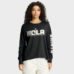 New Orleans Saints Women's Hometown Legacy Long Sleeve T-Shirt Black - Fanatics