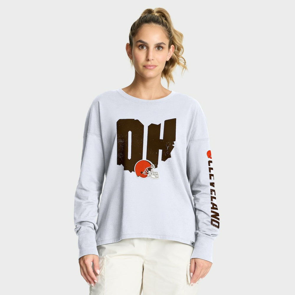 Cleveland Browns Women's Hometown Legacy Long Sleeve T-Shirt White - Fanatics