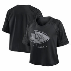 Kansas City Chiefs Women's Oversized Raglan V-Neck Blackout Fashion Jersey - Fanatics