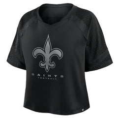 New Orleans Saints Women's Oversized Raglan V-Neck Blackout Fashion Jersey - Fanatics