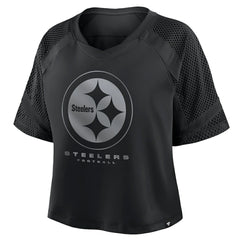 Pittsburgh Steelers Women's Oversized Raglan V-Neck Blackout Fashion Jersey - Fanatics