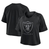 Las Vegas Raiders Women's Oversized Raglan V-Neck Blackout Fashion Jersey - Fanatics
