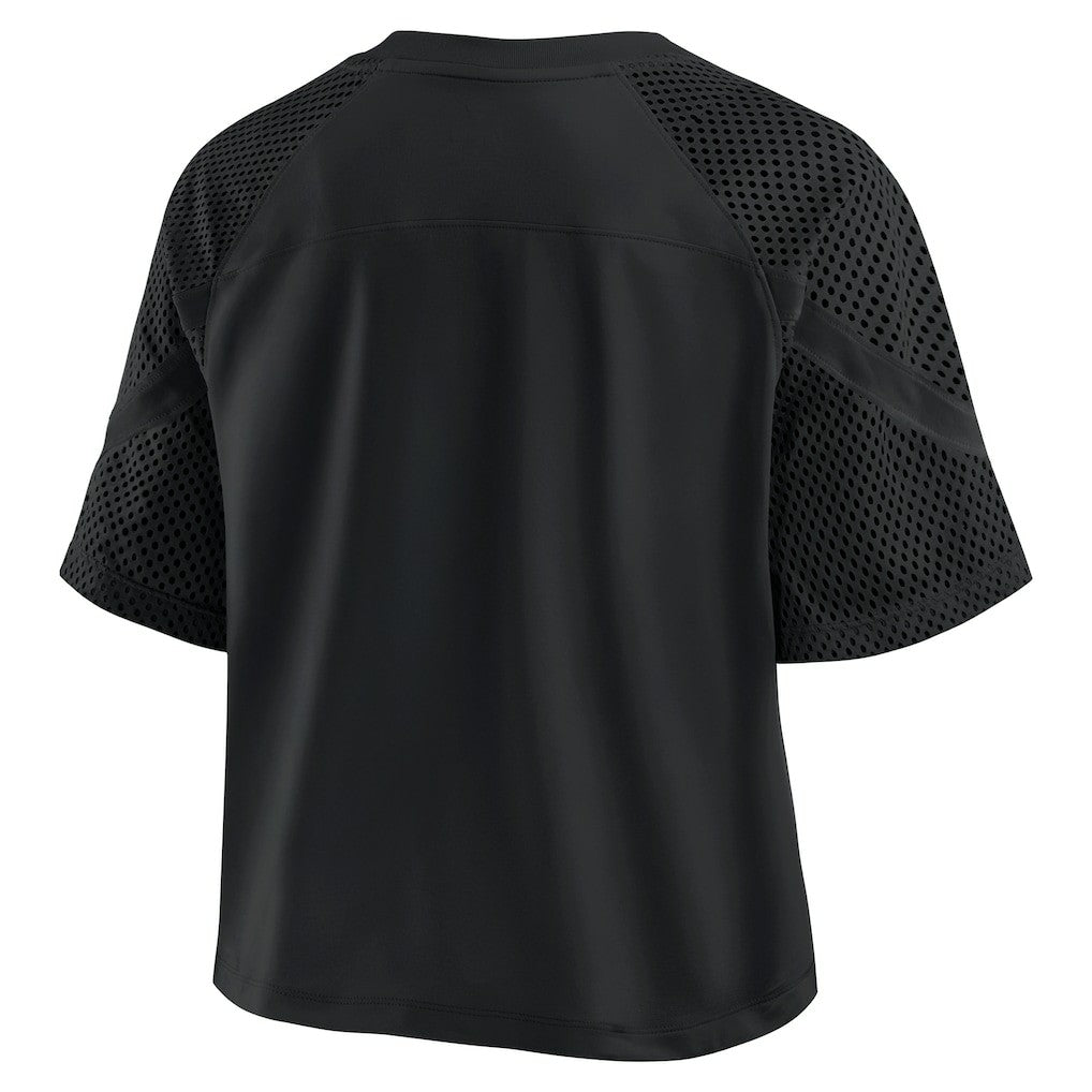 Las Vegas Raiders Women's Oversized Raglan V-Neck Blackout Fashion Jersey discount | NFL Jerseys