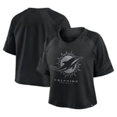 Miami Dolphins Women's Oversized Raglan V-Neck Blackout Fashion Jersey - Fanatics