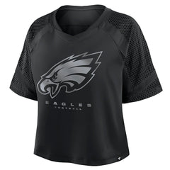 Philadelphia Eagles Women's Oversized Raglan V-Neck Blackout Fashion Jersey - Fanatics