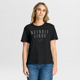 Detroit Lions Women's Blackout Kneel Down Legacy T-Shirt Black - Fanatics