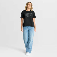 Green Bay Packers Women's Blackout Kneel Down Legacy T-Shirt Black - Fanatics