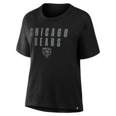 Chicago Bears Women's Blackout Kneel Down Legacy T-Shirt Black - Fanatics