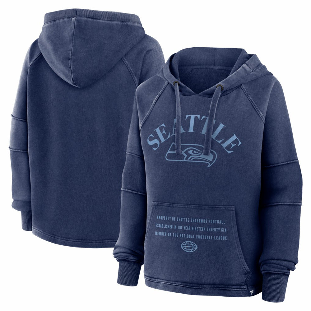 Seattle Seahawks Women's Oversized Raglan Gridiron Hoodie Navy - Fanatics