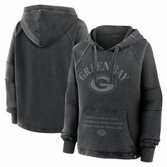 Green Bay Packers Women's Oversized Raglan Gridiron Hoodie Black - Fanatics
