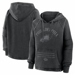 Philadelphia Eagles Women's Oversized Raglan Gridiron Hoodie Black - Fanatics