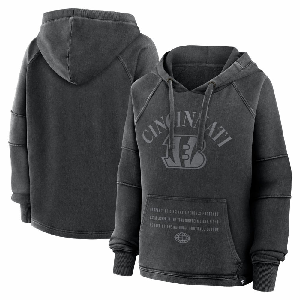 Cincinnati Bengals Women's Oversized Raglan Gridiron Hoodie Black - Fanatics