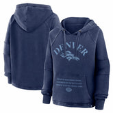 Denver Broncos Women's Oversized Raglan Gridiron Hoodie Navy - Fanatics