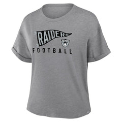 Las Vegas Raiders Women's Pennant Wave Tribute Tri-Blend Boxy T-Shirt Heather Gray - Fanatics