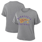 Minnesota Vikings Women's Pennant Wave Tribute Tri-Blend Boxy T-Shirt Heather Gray - Fanatics