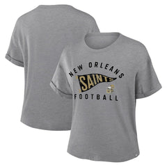 New Orleans Saints Women's Pennant Wave Tribute Tri-Blend Boxy T-Shirt Heather Gray - Fanatics