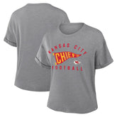 Kansas City Chiefs Women's Pennant Wave Tribute Tri-Blend Boxy T-Shirt Heather Gray - Fanatics