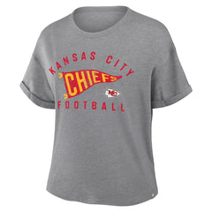 Kansas City Chiefs Women's Pennant Wave Tribute Tri-Blend Boxy T-Shirt Heather Gray - Fanatics