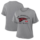 San Francisco 49ers Women's Pennant Wave Tribute Tri-Blend Boxy T-Shirt Heather Gray - Fanatics