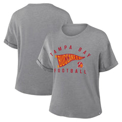 Tampa Bay Buccaneers Women's Pennant Wave Tribute Tri-Blend Boxy T-Shirt Heather Gray - Fanatics