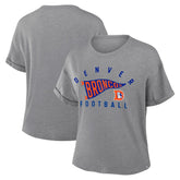 Denver Broncos Women's Pennant Wave Tribute Tri-Blend Boxy T-Shirt Heather Gray - Fanatics